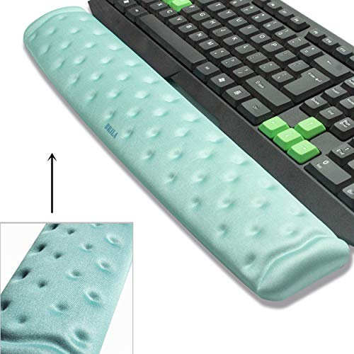 BRILA Memory Foam Keyboard Wrist Rest Support Pad Cushion for Computer, Laptop, Office Work, PC Gaming, Non-Slip Wrist Pain Relief (Aquamarine Keyboard Pad)