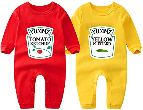 culbutomind 2 Tutine Per Neonati Gemelli Body Per Bambina Yummz Tomato Ketchup Bambino Neonato Divertenti Body Per Neonato Gemelli(tomato 3m)