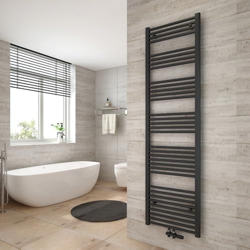 Heilmetz Anthrazit BadHeizkörper 50 x 180 cm Handtuchtrockner Bad-Heizkörper Handtuchheizkörper Mittelanschluss Heizung 739 Watt Leistung Handtuchwärmer