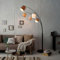 Licht-Erlebnisse Stehleuchte Design LEVELS mit farbigen Stoff Schirmen 5-flammig E14 Schalter für Schlafzimmer Wohnzimmer Stehlampe Innen Bogenlampe Standleuchte