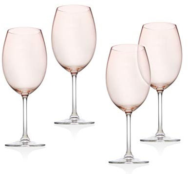 Godinger Goblet Wine Glass Beverage Cup - Meridian Blush, 12oz - Set of 4