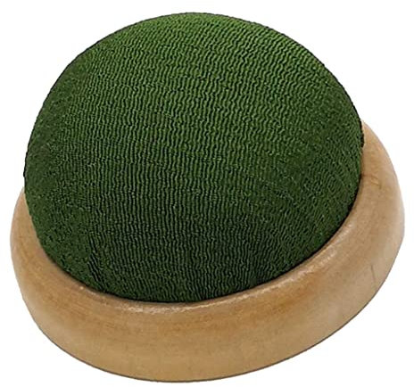 Baoblaze Pin Cushion with Wooden Plate, Table Pin Cushion, Plain Color Holder Storage of Pins, Storage, Green, 7cm