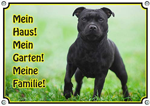 Petsigns Hundeschild - Staffordshire Bullterrier - hochwertiges Warnschild - uv-beständig, DIN A4