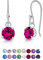 Orecchini Fucsia - Orecchini Pendenti Argento 925 con Brillantini di Cristallo 6 mm - Orecchini Pendenti Donna Argento 925 - Orecchini Donna Fucsia - Orecchini Donna Colorati - Orecchini a Gancio