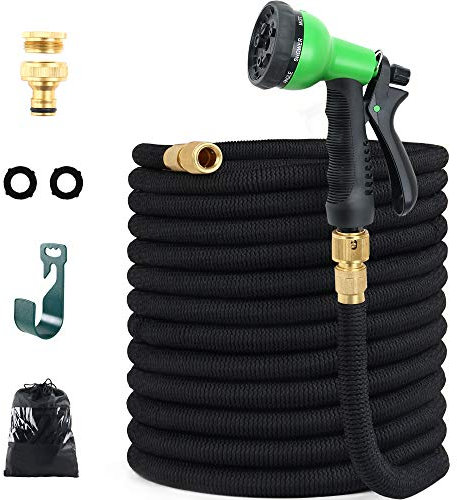 GRANDMA SHARK Upgraded Expandable Garden Hose with 8 Modes Water Spray Gun 22m, Durable 3450D Weave and Solid Brass Connectors, Garden Hose Reel,No-Kink Flexible Magic Water Pipe(75ft/22m)