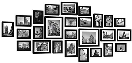 Transforcat 26-teiliges Bilderrahmen-Set, Collage, Fotorahmen, Wandgalerie-Set für Wand und Zuhause, zwei in 20 x 25 cm, 5 x 17 cm, 7 x 15 cm, 12 x 8 cm, Schwarz