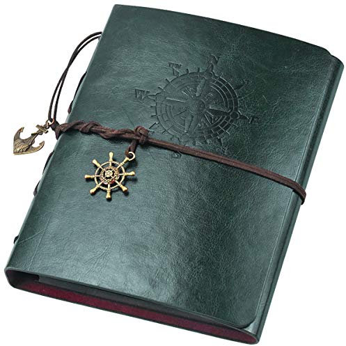 Jinlaili Fotoalbum zum Selbstgestalten, DIY Fotobuch 60 Schwarze Seiten, DIY Spiralalbum, Leder Fotoalbum Scrapbook Album Foto Buch Hochzeit Gästebuch Vintage Fotobuch Jahrestag Geschenk (Grün)