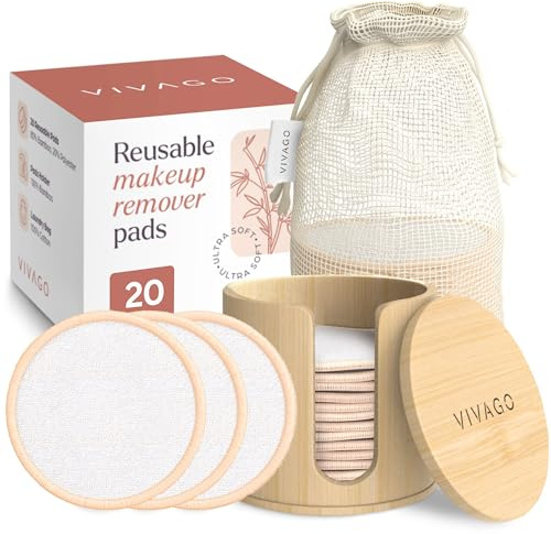 VIVAGO Reusable Cotton Rounds for Face - 20 Pack