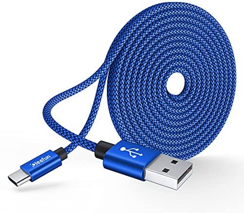 CLEEFUN 5m/16ft Extra Long USB C Cable, Durable USB-A to Type-C Fast Charging Nylon Charger Cord for Samsung Galaxy Note 20 10 + S20 S10 S9 S8 S21, Pixel,Switch,and More USB-C SmartPhones, Tablet