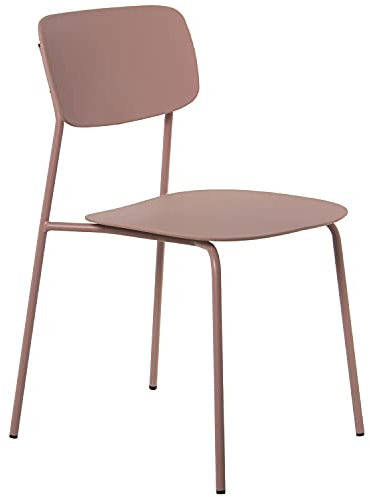 DRW Set di 4 sedie in Polipropilene e Metallo in Rosa 43 x 48 x 78 cm, Altezza Seduta 44 cm, 43x48x78cm, Alt.Asiento 44cm