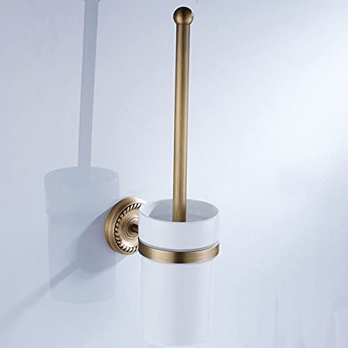 LIJUCAI Bronze Bathroom Accessories Antique Toilet Brush Holder Vintage WC Roll Paper Holder Ceramic Double Cup Holder Brass Soap Dishes,toilet brush holder