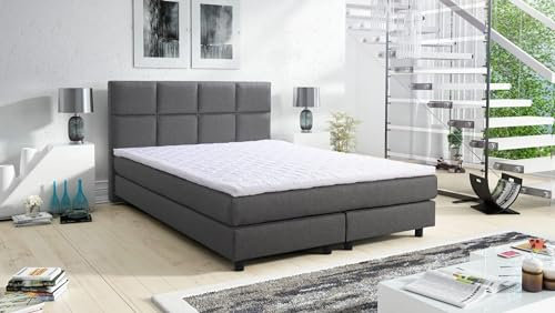 Kuechen-preisbombe Boxspringbett Boxbett Glenn 2 Tablet Hotelbett 140x200 Bett Topper Grau