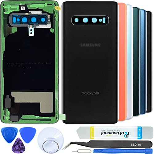 iStable Akkudeckel Set für Samsung Galaxy S10 SM-G973 Rückseite Glas mit Kamera Linse Deckel Backcover -Original Schwarz, galaxy-s10-back-black