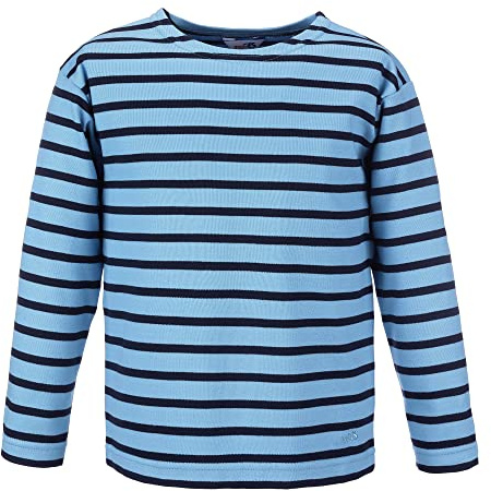modAS Bretonisches Shirt für Kinder - Longsleeve Pullover Langarm Shirt mit Streifen Mädchen Jungen aus Baumwolle in Weiß/Blau Größe 152