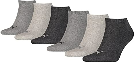 PUMA Unisex Plain Sneaker Socks (6 Pair Pack) grey combo, 6-8