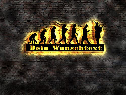 Dudelsack Spieler Evolution Scotland Schottland Kostüm LED Wandschild Bild sign