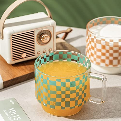 RYUHYF Becher, Glasbecher, Kaffee-, Teetasse, Milchbecher, Saftbecher, Liebhaberbecher, Set, 1 Stück, mikrowellen- und spülmaschinenfest (grün)