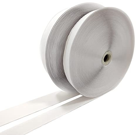 50 Metros/Belcro Adhesivo - Sólo Una Cara: Gancho - Cinta de Cierre para Pegar Cortinas, Alfombras, Telas, Mosquiteras, Cuadros, Adhesivo Fuerte, Hook and Loop, (2x25M Blanco Gancho, 20mm)