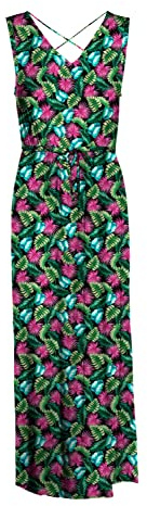VERO Moda Damen Vmeasy Sl Tank Maxi Dress R1 WVN G Ptt Kleid, Pink Yarrow/AOP:Palm, XXL Petite EU