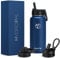 HydroPal Edelstahl Trinkflasche - 750ml, 1L, 1,2L, BPA-Frei, Kohlensäure geeignet, Isolierte flasche mit Strohhalm & 2 Deckel, Auslaufsichere Isolierflasche für Sport (Kobaltblau, 1000 ml)