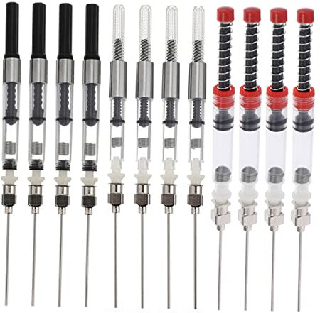 VILLFUL 12pcs Pen Ink Filler Ergonomic Fountain Pen Spring Converter Auxiliary Absorber Easy Ink Refill for School Office and Calligraphy Use