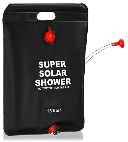 com-four® Campingdusche - Kompakte Solardusche mit 15 L - Mobile Outdoor-Dusche für Camping, Garten, Strand und Urlaub (Campingdusche 15l)