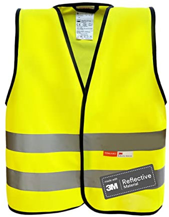 Tomamu Warnweste für Kinder ab 2 Jahren - Leuchtweste mit Klettverschluss und Reflexstreifen - Hergestellt mit 3M Reflektierendem Material