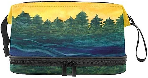 Neceser de Maquillaje para Mujer Estuche cosmético,Pintura del Amanecer del río,Bolsa organizadora de cosméticos Bolsa de Maquillaje de Viaje portátil
