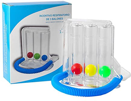 Ejercitador Respiratorio, Ejercitador de Respiración Profunda, Ejercitador Pulmonar, Sistema de Medición de Ejercicio de Respiración, Ejercitador de Respiración con Mango, Espirómetro de(3 bolas)