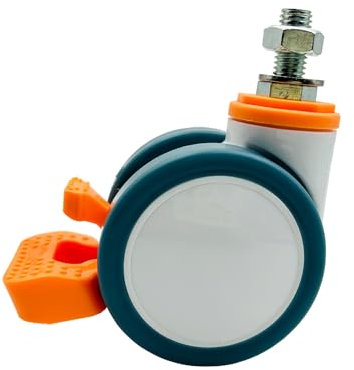 LIKERAINY PU-Lenkrollen für Möbel mit Bremse LR1884A mit Gewindebefestigung Ersatz für Möbel Roller Lenkrolle Schrankrollen Moebelrollen Tischrollen Raddurchmesser Ø75mm 1 Stück