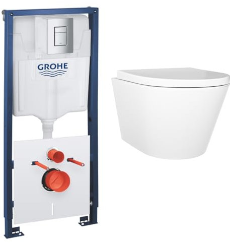 Newport Wall Hung Rimless Toilet Grohe Cistern and Frame