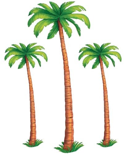Beistle 3 Piece 4' & 6' Jointed Palm Tree Decorations, Cardstock Paper Cut Outs for Luau Theme Tropical Hawaiian Party Décor
