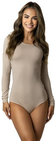 Alkato Damen Body Langarm | Alkato Bequemer Damen Langarm Baumwolle Body mit Rundhalsausschnitt und Druckknopfverschluss