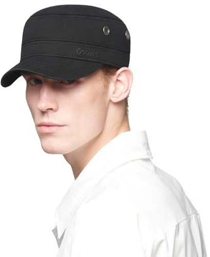 CACUSS Herren Baseballmütze Erwachsenen Mütze Baumwolle Army Kappe Cadet Hat Military Flat Top Verstellbare Baseballkappe für Draussen, Sport und Reisen