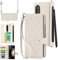 XIZYO pour Samsung Galaxy Z Fold 3 Etui de Téléphone en Portefeuille Cuir avec 2 Lanières Amovibles, avec Porte-Stylo, Luxe Magnétiques Fermoirs Antichoc Rabat Coque avec Porte-Cartes, Blanc