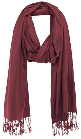 Bovari Schal Pashmina aus Premium Viskose - weich wie Kaschmir -, glänzend wie Seide - 200x70 cm XL Damen-Schal (weinrot)