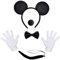 BJPERFMS Minnie Mickey Oreilles, 5 pièces Ensemble Costume Animal, Souris Oreille Bandeau, Gants Blancs, Nez Noir, Noeud Papillon, Queue, Carnaval Accessoire, Party Déco
