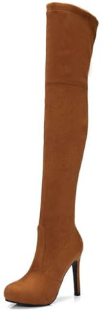 ticticlily Stivali Donna Alti sopra Il Ginocchio Overknee Tacchi Alti B Marrone 36 EU