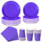Nkaiso Anniversaire Vaisselle de fete 96 Pièces Violet Clair Party Assiettes en Papier Set Assiettes de Fête Jetables Papier Tasses Serviettesr, pour Barbecue les Fêtes les Pique-niques -24 Invités