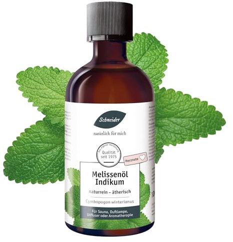 Saunabedarf Schneider Ätherisches Öl - Melisse - natürlicher Raumduft, Beruhigend & Belebend - Massage, Sauna & Diffuser, 100ml