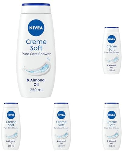 NIVEA Care Shower Creme Soft (250 ml) Enriched with Almond Oil, Moisturising Gel Body Wash, Skin Moisturiser with Mild Scent (Pack of 5)