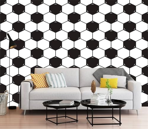 Papier Peint Panoramique 160X250Cm Football Noir Poster Mural Pour Salon Chambre Décoration Murale, Papier Peint Intissé 3D Chambre Enfant,Chambre Fille,Personnalisable