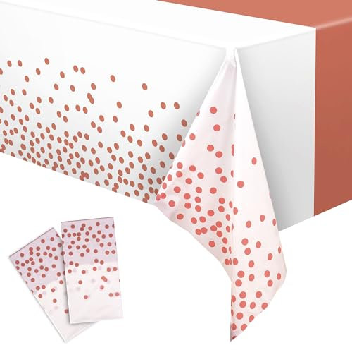 Abschluss Party Tischdecke Rosegold 2 Stück - Frau Geburtstag Tischdecken Plastik Einweg Wasserabweisend Dekorations für JGA Junggesellenabschied Verlobung Bachelorette Hochzeit Silvester Party Deko