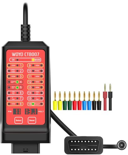 TKSE OBD2 Breakout Box, 16 poliger CAN OBDII Protokoll Detektor, Automobil Strom- und Erdungserkennung, OBD2 Scan Diagnosegerät zur Überwachung von Kommunikation/Strom/Bodenerkennungssignalen