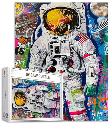 Tucocoo Graffiti-Astronauten-Puzzles für Erwachsene, 1000 Teile, Weltraum, abstrakte Kunst, Puzzle, 50x70 cm, bunt, DIY-Handarbeitspuzzles für Heimdekoration, Familienpuzzle, perfekt für Spieleabende