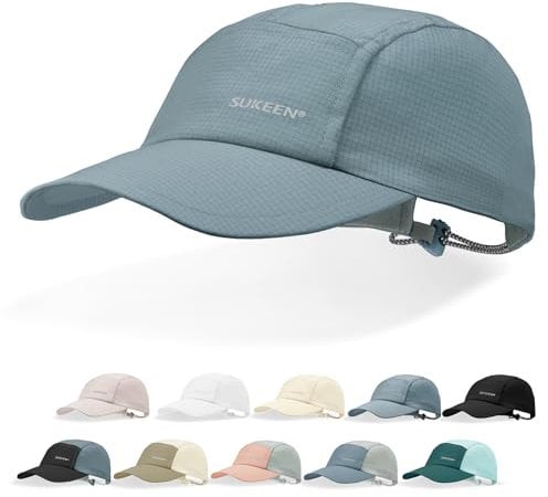 Sukeen Leichter Sonnenhut für Damen und Herren, schnell trocknend, Baseballkappe, LSF 50+, Laufmütze, faltbare Sportkappe für den täglichen Gebrauch im Freien, grau-blau, Einheitsgr��e