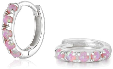 SILBERTALE Orecchini a cerchio in argento sterling 925 con opale bianco/blu/rosa/verde opale, piccoli orecchini senza nichel, 6/8/10 mm, 6mm Innendurchmesser, Argento sterling, Opale