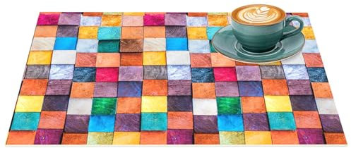 Platzset Tischset abwaschbar PVC Platzdeckchen rutschfest Tischuntersetzer Hitzebeständig Esstisch waschbar für drinnen & draußen Mosaik 35x50cm