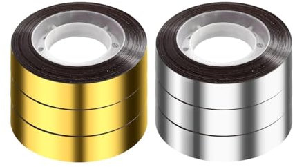 EHDWXVZM 6 rotoli di nastro adesivo, nastro regalo decorativo, nastro decorativo artigianale, nastro decorativo per specchi, nastro oro e argento