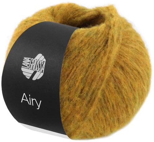 LANA GROSSA Airy | Flauschige Netzgarnstruktur aus 40% Baumwolle gefüllt mit 18% Merino- und 42% Baby Alpaka Fasern | Handstrickgarn | 50g Wolle zum Stricken & Häkeln | 170m GarnFB 6